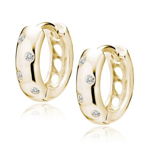 Cercei rotunzi argint placati cu aur galben Ø13 mm cu pietre DiAmanti Z1755DEG-DIA (Argint 925‰ 1,3 g.)